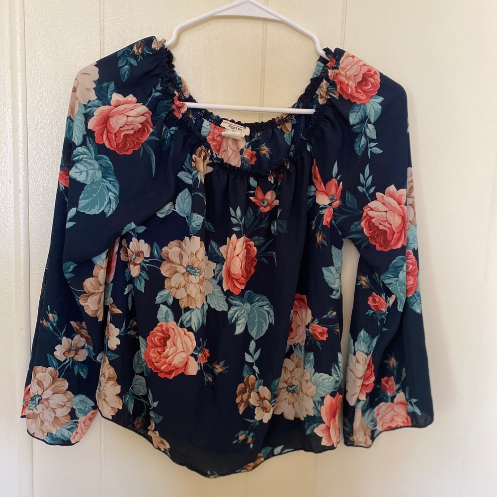Floral off the should shirt